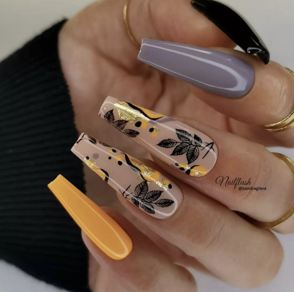 orange coffin nails for fall